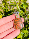 Sterling Silver Red Orange Spiny Oyster Shell Gem Stone Pendant Weighs 9.4g