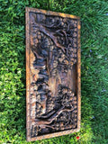 Carved Elephants Handmade Elephant Sculpture Solid Wood Carving Art Panel Rare