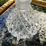 Beautiful Transparent Glass Czech Style Cut Perfume Bottle W Large Stopper