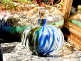 Rare Signed Freund 90 Blown Glass Spiral Perfume Bottle W Raindrop Stopper