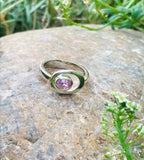 Vintage Sterling Silver 925 Oval Pink Tourmaline Stone Ring Size 7