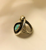 Vintage Signed N Tribal Native American Sterling Silver Turquoise Ring Size 7
