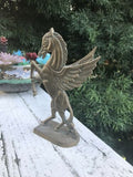 Vintage Brass Pegasus Winged Horse Standing On Base