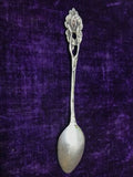 Small Sterling Silver Spoon With Open Rose Design Down Handle Vintage