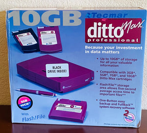 New Tecmar Ditto Max 10Gb Professional External Black Drive Backup Data Storage