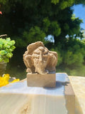 Antique Stone Carved Tribal Elephant Hindu Ganesh Temple Figure Mounted On Wood