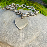 Sterling Silver 925 KAO SDSU Heart Charm Silver Plated Chain Toggle Bracelet 41g