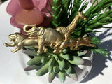 Gold Tone High Relief 3D Animals Giraffe Lion Elephant Leopard Running Pin