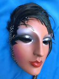 Art Deco Show Stopper SS Inc Signed 54/100 Woman Feather Clay Mask