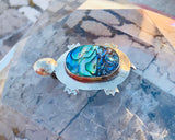 Vintage Sterling Silver Mexico 925 Abalone Shell Turtle Pendant