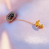 Vintage 10K Gold Signed LLH Seed Pearl Black Enamel Medical Pin Brooch 2.3 g