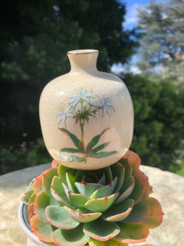 Antique Chinese Signed Porcelain Hand Painted Flowers Floral Design Bud Vase