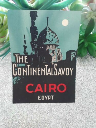 Vintage The Continental Savoy Luggage Sticker Label Cairo Egypt