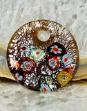 Vintage Blown Art Glass Colorful Floral Pendant
