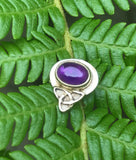 Vintage Amethyst Gem Stone Sterling Silver 925 Celtic Irish Trinity Knot Pendant