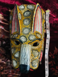 Antique Vintage Handmade Wood Carved Handpainted Cheetah Exotic Cat Tribal Mask