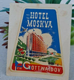 Vintage Hotel Moskva Luggage Label Gottwalldov