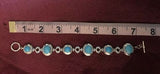 Vintage Gold Over Sterling 925 Turquoise Round Link Tassle Bracelet