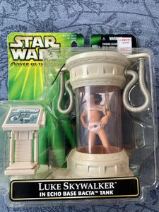 NIB Star Wars Power of the Jedi Luke Skywalker Figure in Echo Base Bacta Tank