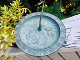 Vintage Verdigris Brass Hummingbird Bird Bath Feeder Sundial Clock Dish Taiwan