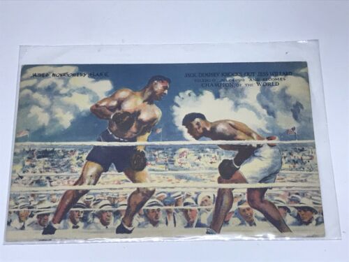 Jack Dempsey Knocks Out Jess Willard Champion Of The World Vintage Postcard