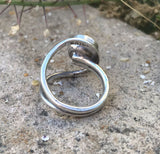 Vintage Sterling Silver 925 Black Onyx Round Stone Modernist Ring