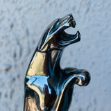 Jaguar Vintage Silver Tone Metal Automobile Car Hood Ornament Emblem Signed WBB