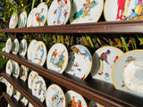 Vintage Norman Rockwell Plate Wall Set Collection 59 Plates With Wood Shelf