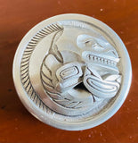 Vintage Sliver Tone 3D Eagle Bird Haida Animal Keepsake Trinket Box