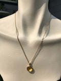 Beautiful Citrine Tone Circular Round Faceted Stone Gold Tone Necklace