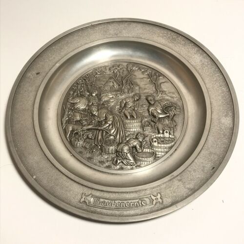 Decorative Relief Metal Plate Zinn95% Made In Germany “Traubenernte”
