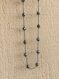 Vintage Artisan Faceted Black Faceted Beaded 925 Sterling Silver Clasp Necklace