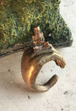 Antique Brass Hindu Spiritual Devotee Monk Sitting on Hand Ring Size 10.5-11