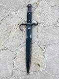 Vintage Turkish Rifle Bayonet Sword Blade & Scabbard Signed AS FA 2114 Wood Grip