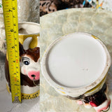 Porcelain Ring for Service Bottoms Up Novelty Cow Yellow Brown Mug Cup w Handle
