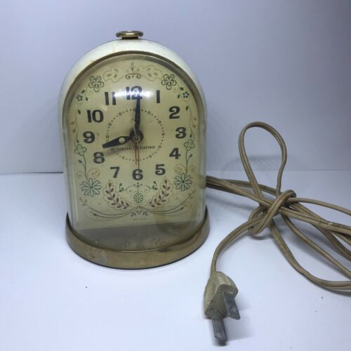 Lovely Vintage GENERAL ELECTRIC Lighted Floral Dial Domed Electric Alarm Clock