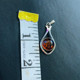 Vintage Sterling Silver 925 Unique Dainty Genuine Amber Charm Pendant 1g