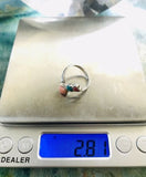 Vintage Handmade Native American Coral Turquoise Sterling Silver 925 Ring