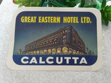 Vintage 1950s Great Eastern Hotel Ltd Luggage Sticker Label Calcutta