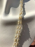 Vintage Extra Long Faux Pearl + Clear Bead Layerable Necklace
