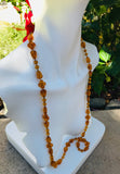 Designer Sara Coventry Amber & Gold Tone Long Layered Beaded Necklace Set of 2