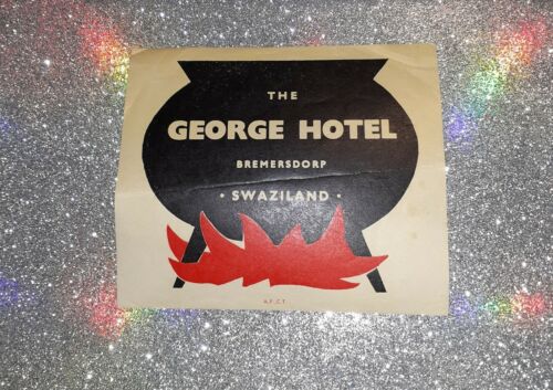The George Hotel Vintage Luggage Sticker Label Bremersdorp Swaziland