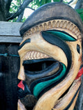 Antique Vintage Handmade Wood Carved Handpainted Art Double Face Mask Decor