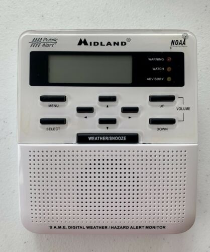 Midland Weather Monitor With All Hazards Alert WR-100 With Alarm Clock NOAA Link