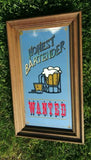 Honest Bartender Wanted Bar Mirrored Wood Frame Sign Beer Bar Man Cave mirror