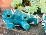 Hippopotamus Blue Teal White Tone MMA 1992 Ceramic Hippo Figurines Set of 2