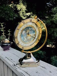 Seiko World Globe Desk Mantel Clock Japan Quartz - Rare 90th QQZ292G Apple Logo
