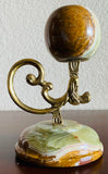 Vintage Brass Gold Tone Onyx Multicolor Stone Unique Candle Holder Art Decor