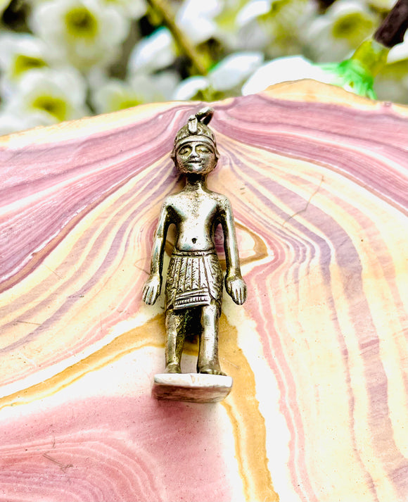 Vintage Sterling Silver 925 Warrior Tribal Folk Art Man Charm Pendant 15.5g