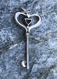 Sterling Silver Key Tourmaline Stone Heart Pendant
